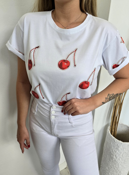 T-shirt Cherry S274 biała