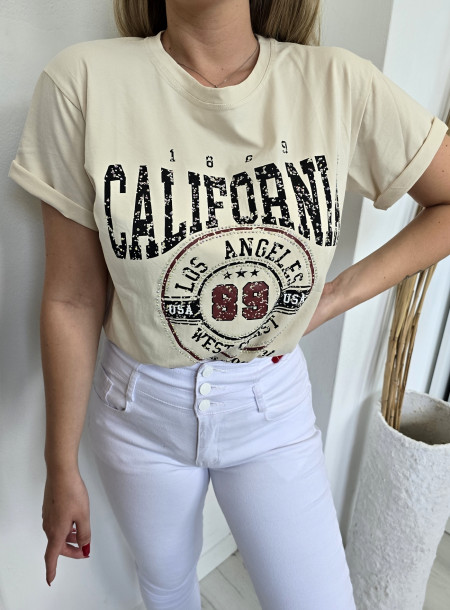 T-shirt California S256 beżowa